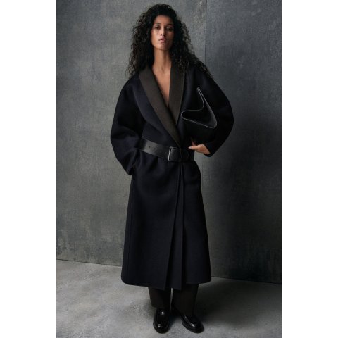 COSDouble-Faced Wool Coat Shawl Collar