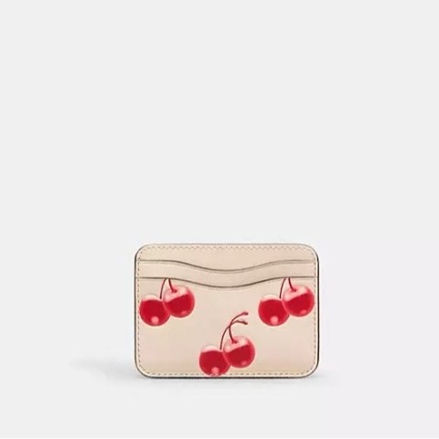 CoachWavy Card Case Regenerative Leather Cherry Print
