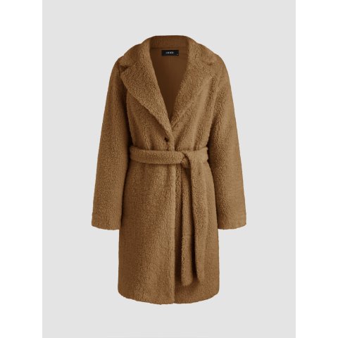 Fleece 休闲羊羔绒带领腰带大衣