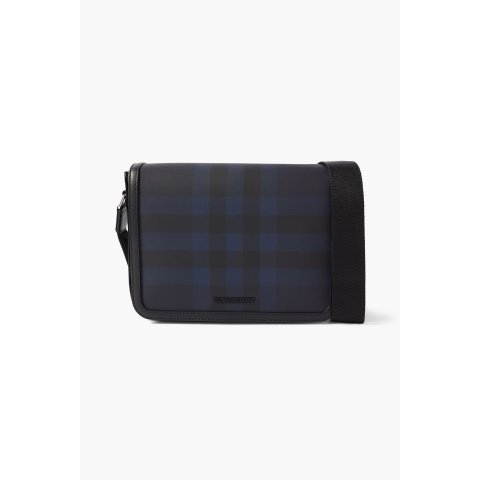 BurberryChecked Leather-Trimmed Messenger Bag
