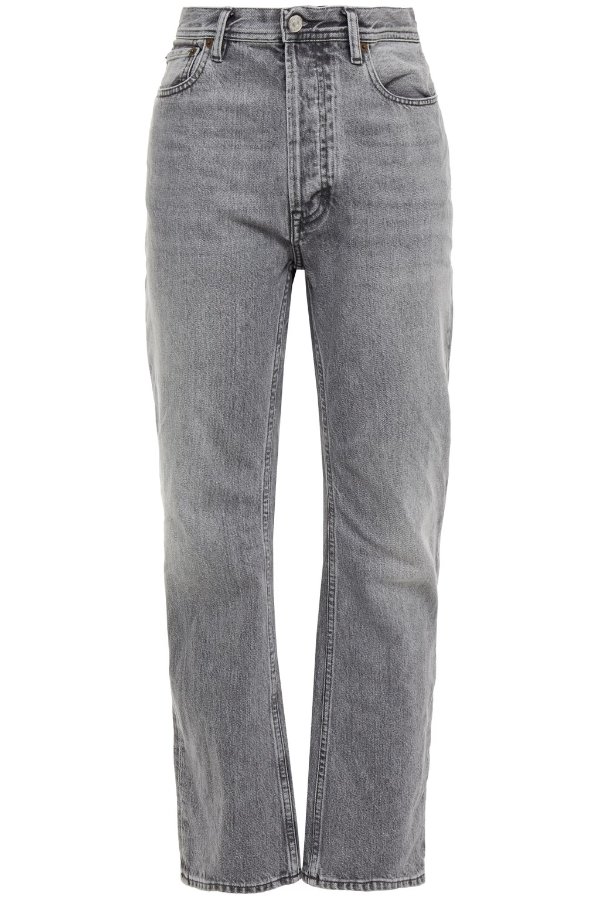 Faded 高腰直筒牛仔裤