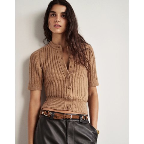 MadewellShort Puff-Sleeve Cardigan