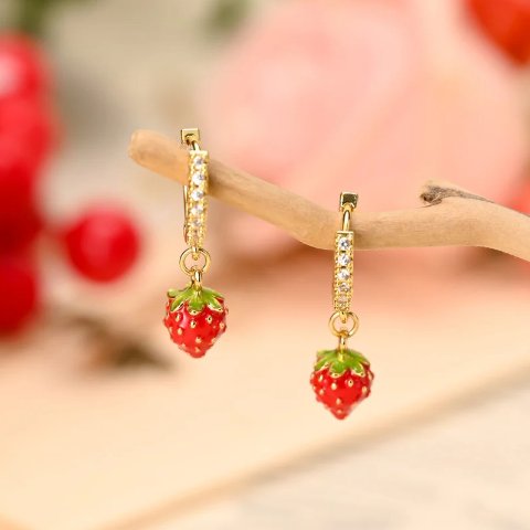 Strawberry 草莓耳环 红色