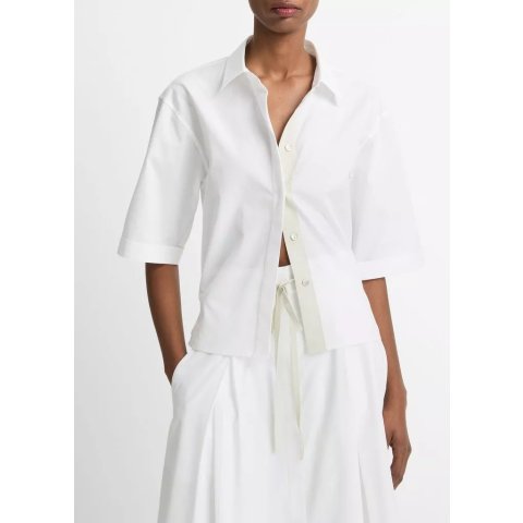 VinceCanvas Tape Cotton Button-Front Shirt