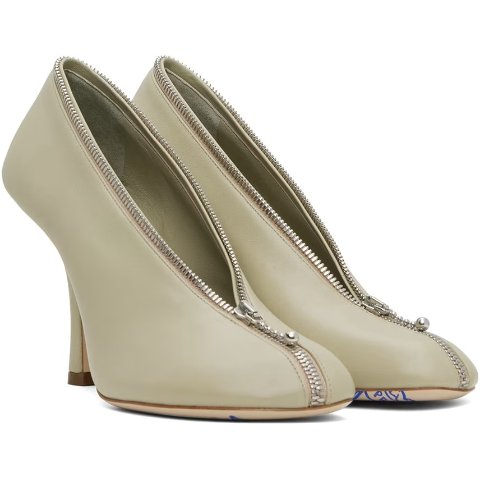 Khaki 皮革婴儿拉链高跟鞋