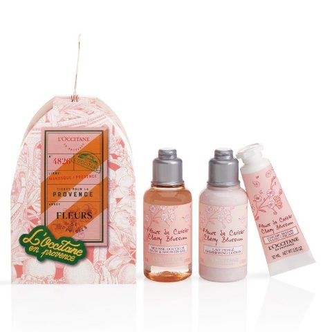 L Occitane樱花沐浴35ml 身体乳35ml 护手霜10ml樱花洗护三件套