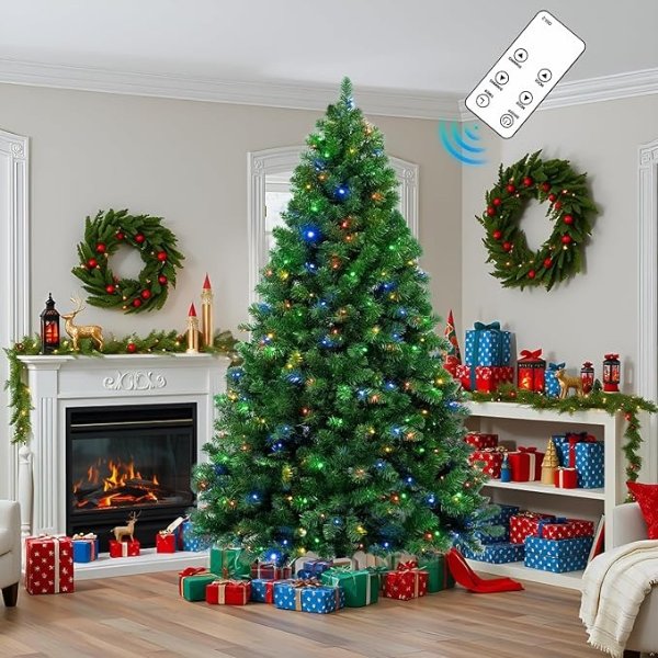 Prelit 7英尺圣诞树 多彩灯