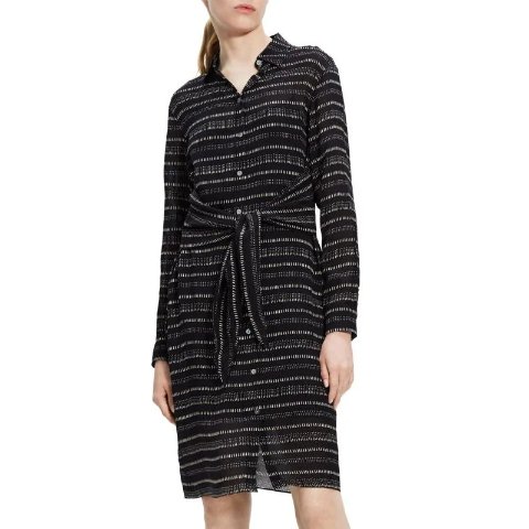 TheoryStripe Tie Waist Shirt Dress