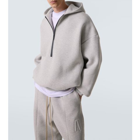 Cotton-Blend Half-Zip Hoodie