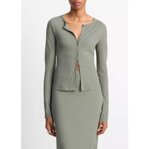 VinceCotton Crepe Jersey Cardigan