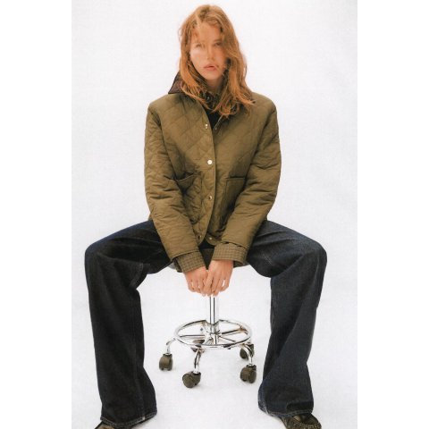 H&M灯芯绒领夹克 卡其绿