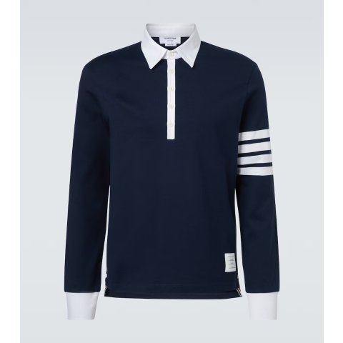 Thom Browne4-Bar 棉质平纹针织Polo衫