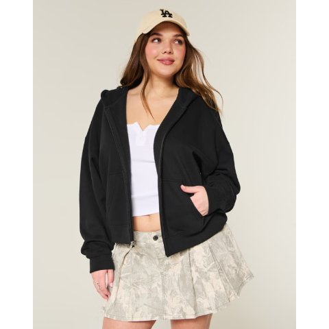 Oversized 拉链连帽衫