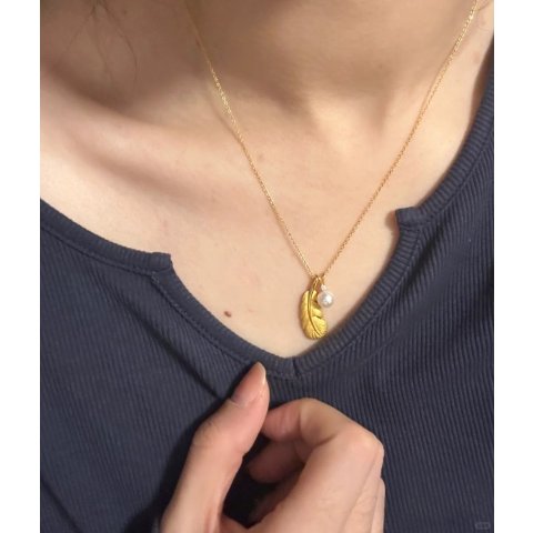 999.9金羽毛吊坠