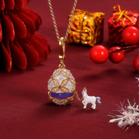 Horse 蛋形吊坠项链