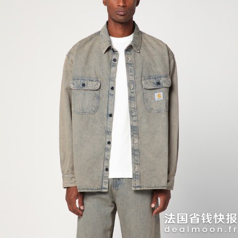 Tigan 蓝色皮革衬衫夹克