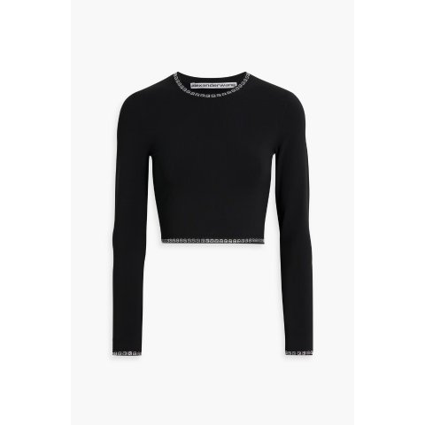 Alexander WangCropped 水晶装饰针织上衣