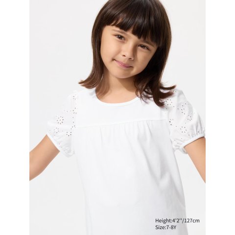 UniqloArriving late JanPuff Sleeve T-Shirt Embroidery