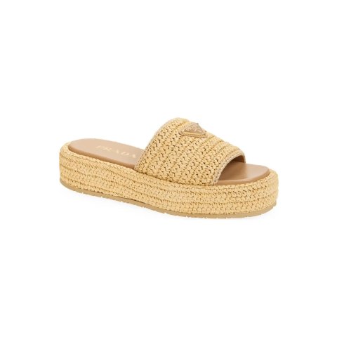 PradaRaffia Flatform Slide Sandal (Women)