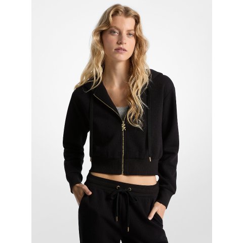 Michael KorsCharm Jacquard Cropped Zip-Up Hoodie