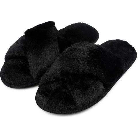 riemot 女士冬季毛绒拖鞋 开口