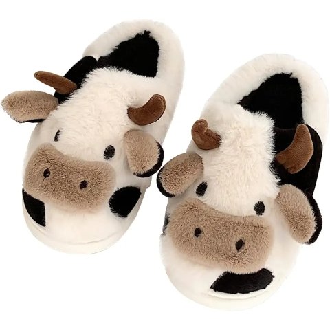 Coswind 牛造型保暖毛绒拖鞋