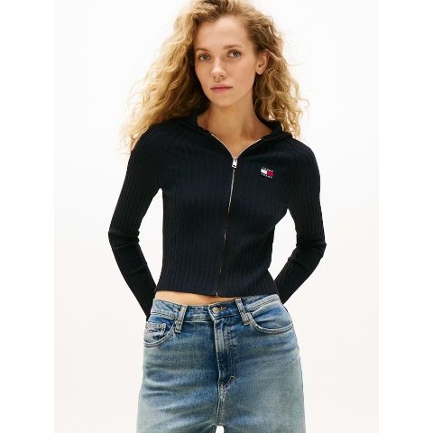 Slim 罗纹拉链开衫