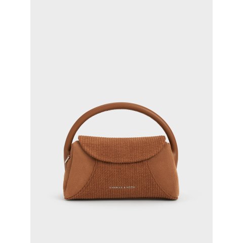 Charles & KeithNelly Girls Recycled Suede Corduroy Top Handle Bag Brown