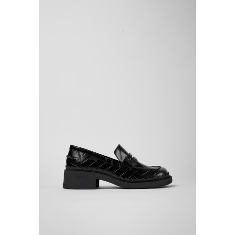 黑色真皮乐福鞋