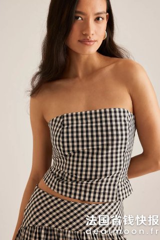 Anthropologie 格纹抹胸上衣