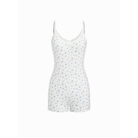 Ditsy Floral V领蝴蝶结连体家居服