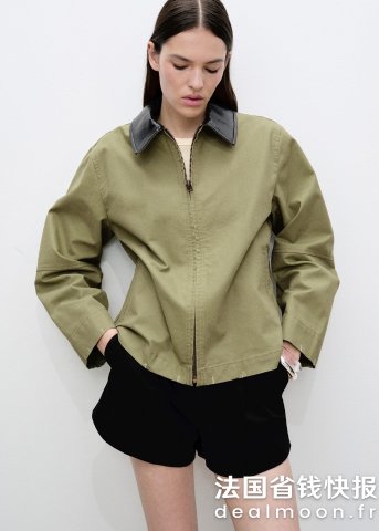 棉质拼色领夹克