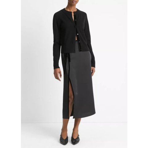 VinceWool-Blend Cardigan Velvet-Trim