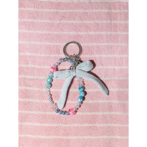 Charles & KeithCrochet Bow Beaded Charm Sea Salt Blue
