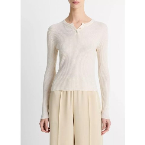 VinceRibbed Cashmere-Silk Sweater