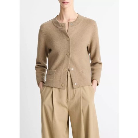 VinceWool-Blend Shrunken Snap Cardigan