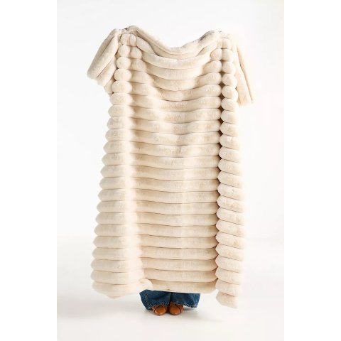 AnthropologieTipped Puffer Faux Fur Throw Blanket