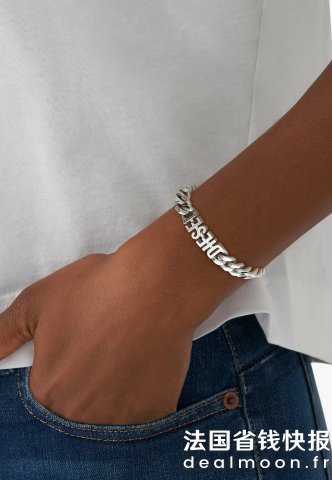 Diesel手镯 纯银 简约款