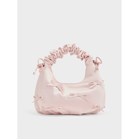Charles & KeithSatin Bow Handle Bag Baby Pink