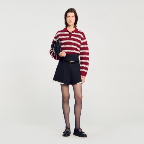 SandroWool Striped Polo Sweater