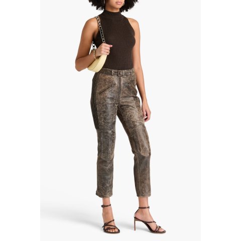 Acne StudiosCracked-leather 直筒裤 黑色