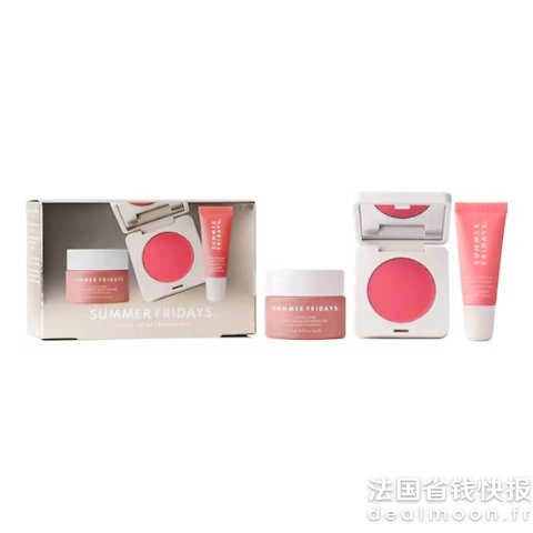 Summer Fridays价值€55.53=变相76折保湿面霜15ml+腮红膏3.5g+唇膏7g