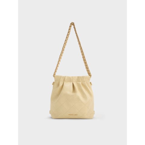 Charles & KeithDuo Chain-Handle Two-Way Backpack Butter Yellow