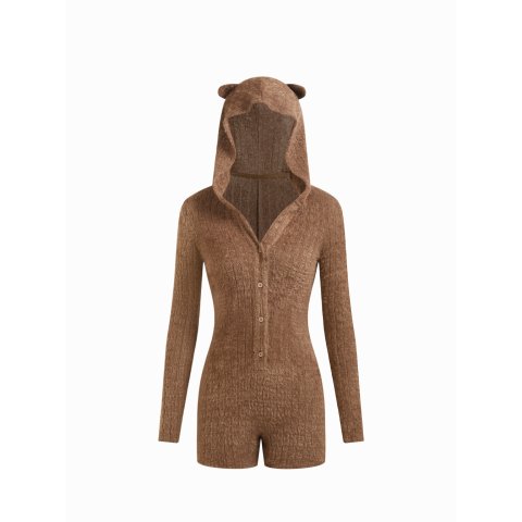 Knit 连帽长袖连体衣