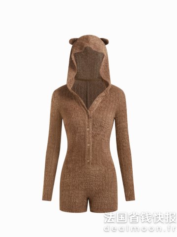 Knit 连帽长袖连体衣