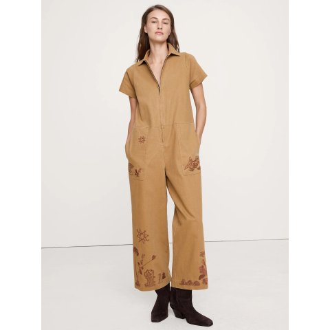 Banana Republic帅气随性刺绣棉质连体裤