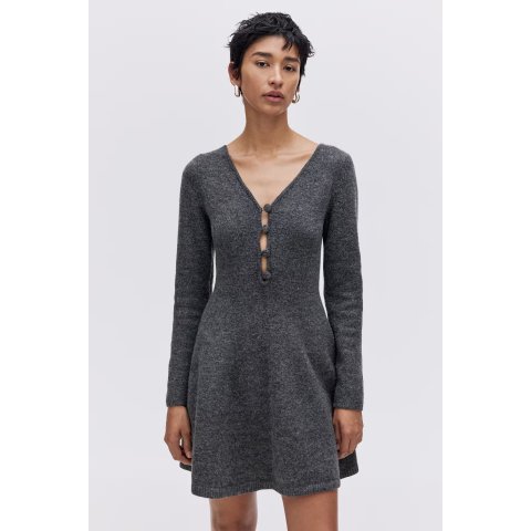 H&M针织连衣裙 灰色