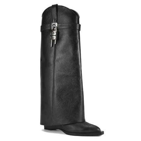 GivenchyShark 90MM Leather Wedge Knee-High Boots