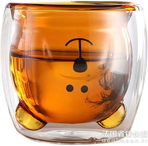 小熊双层玻璃杯 棕色