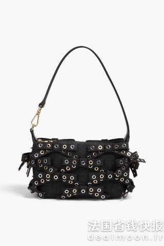 又酷又甜！Ganni Eyelet 蝴蝶结牛仔单肩包